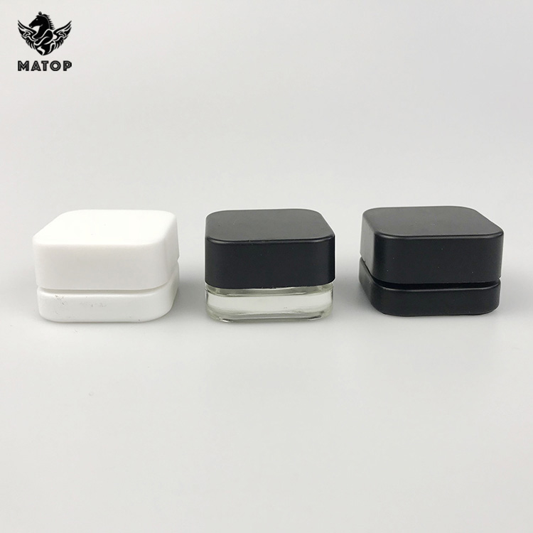 Hot sell 7ml Child proof Square Black concentrate glass jar with screw caps