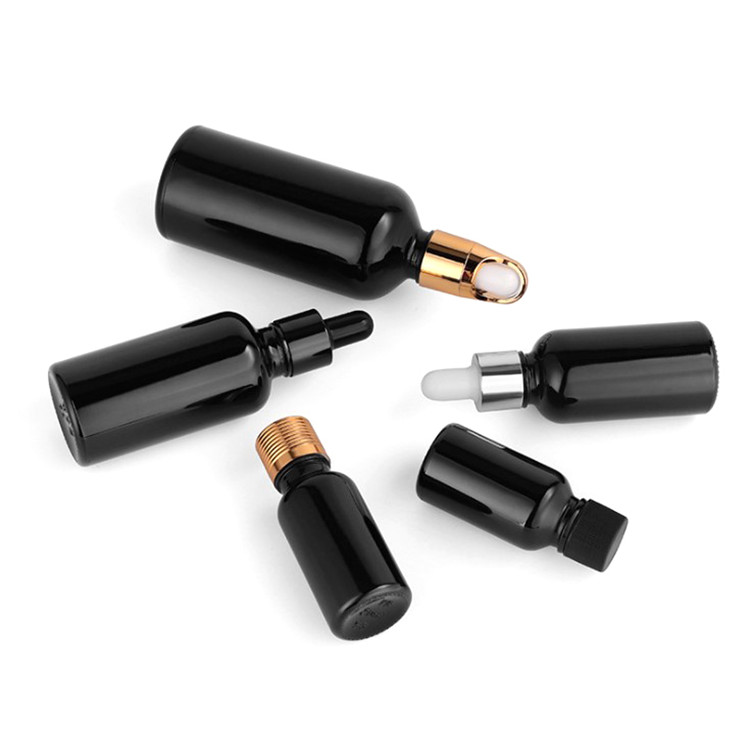 Hot sell CBD oil beard oil packing frosted glass dropper bottle 15ml 30ml black frosted bottle