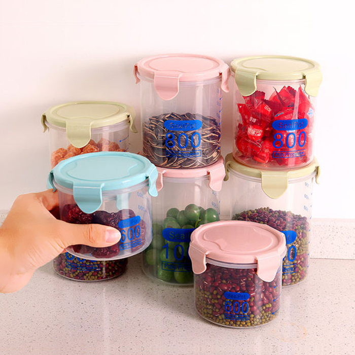 Hot sell Transparent plastic sealed cans food grain storage jar kitchen Ingredients storage box