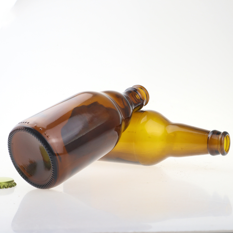 Hot sell amber 330ml empty glass beer bottles with metal crown cap