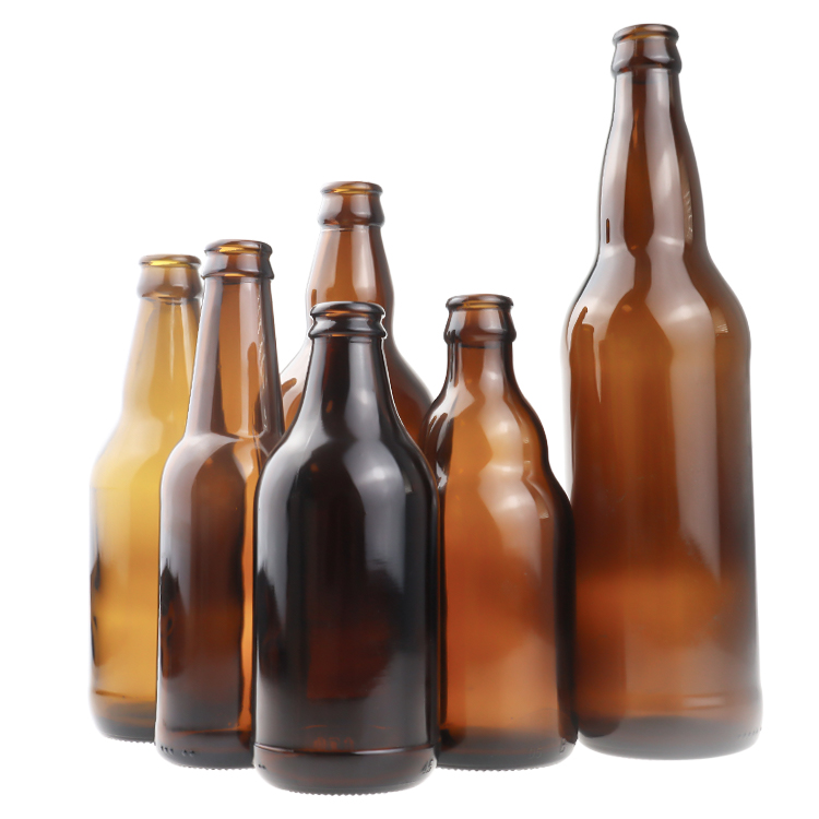 Hot sell amber 330ml empty glass beer bottles with metal crown cap