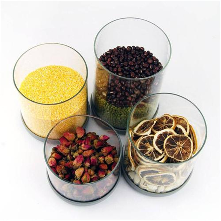 Hot sell borosilicate kitchen storage glass jar spice tea nut container with bamboo or wood lid