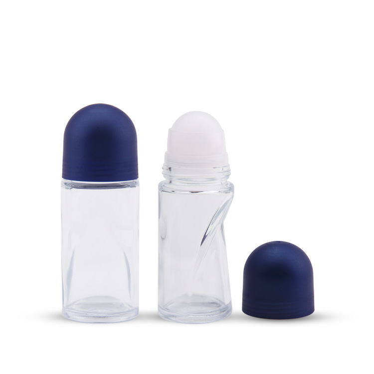 Hot sell deodorant packaging fast delivery custom logo glass roll on bottles 50ml