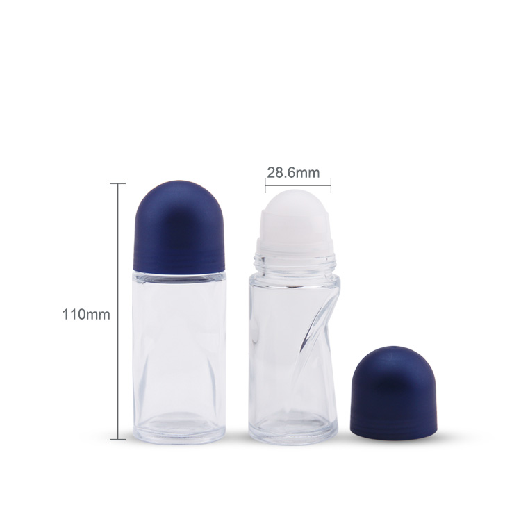 Hot sell deodorant packaging fast delivery custom logo glass roll on bottles 50ml