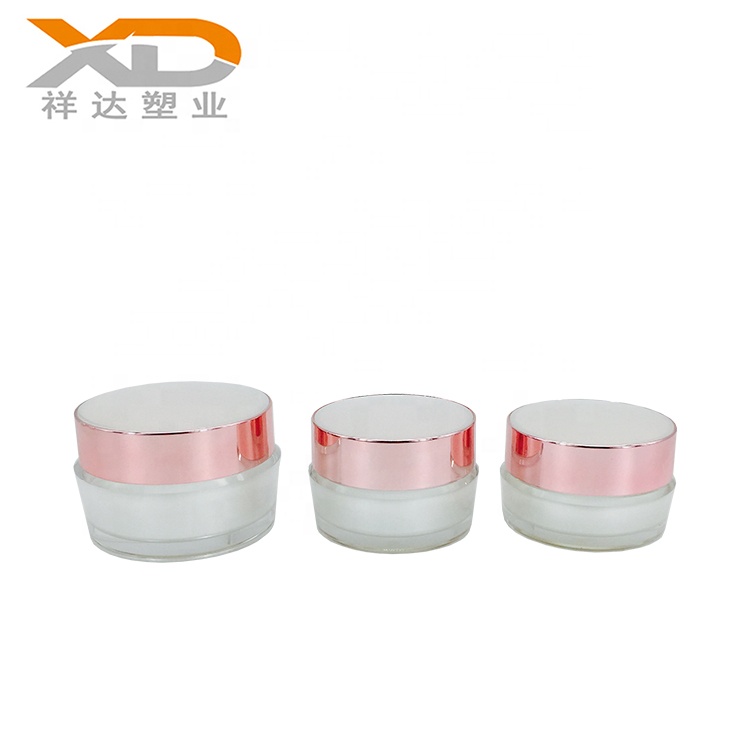 Hot sell stock pearl white oval round acrylic cosmetic jars 15g 30g 50g for cream with customized silk print