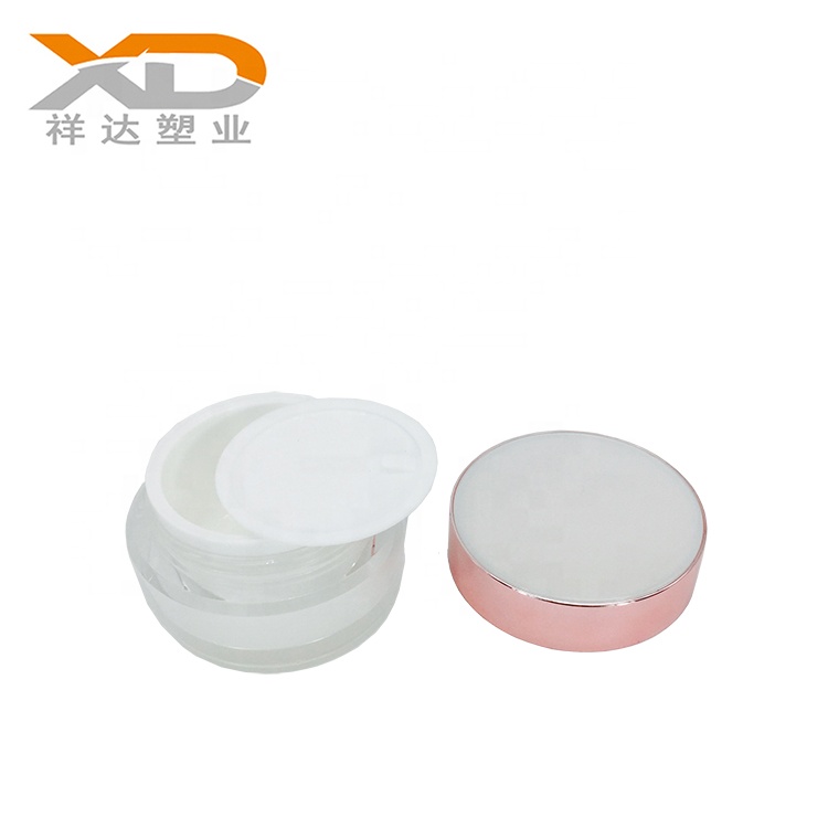 Hot sell stock pearl white oval round acrylic cosmetic jars 15g 30g 50g for cream with customized silk print