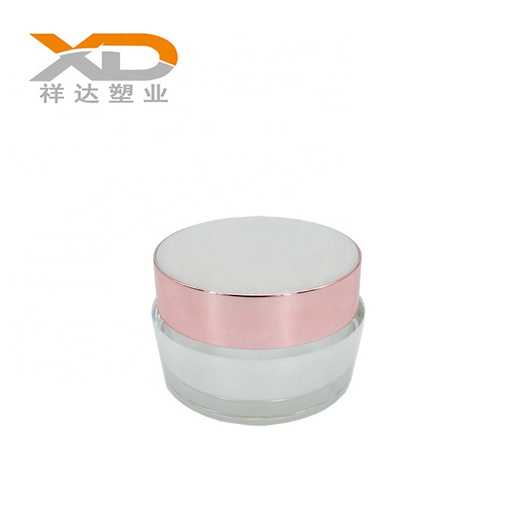 Hot sell stock pearl white oval round acrylic cosmetic jars 15g 30g 50g for cream with customized silk print