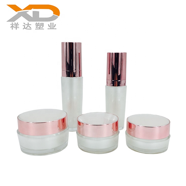 Hot sell stock pearl white oval round acrylic cosmetic jars 15g 30g 50g for cream with customized silk print