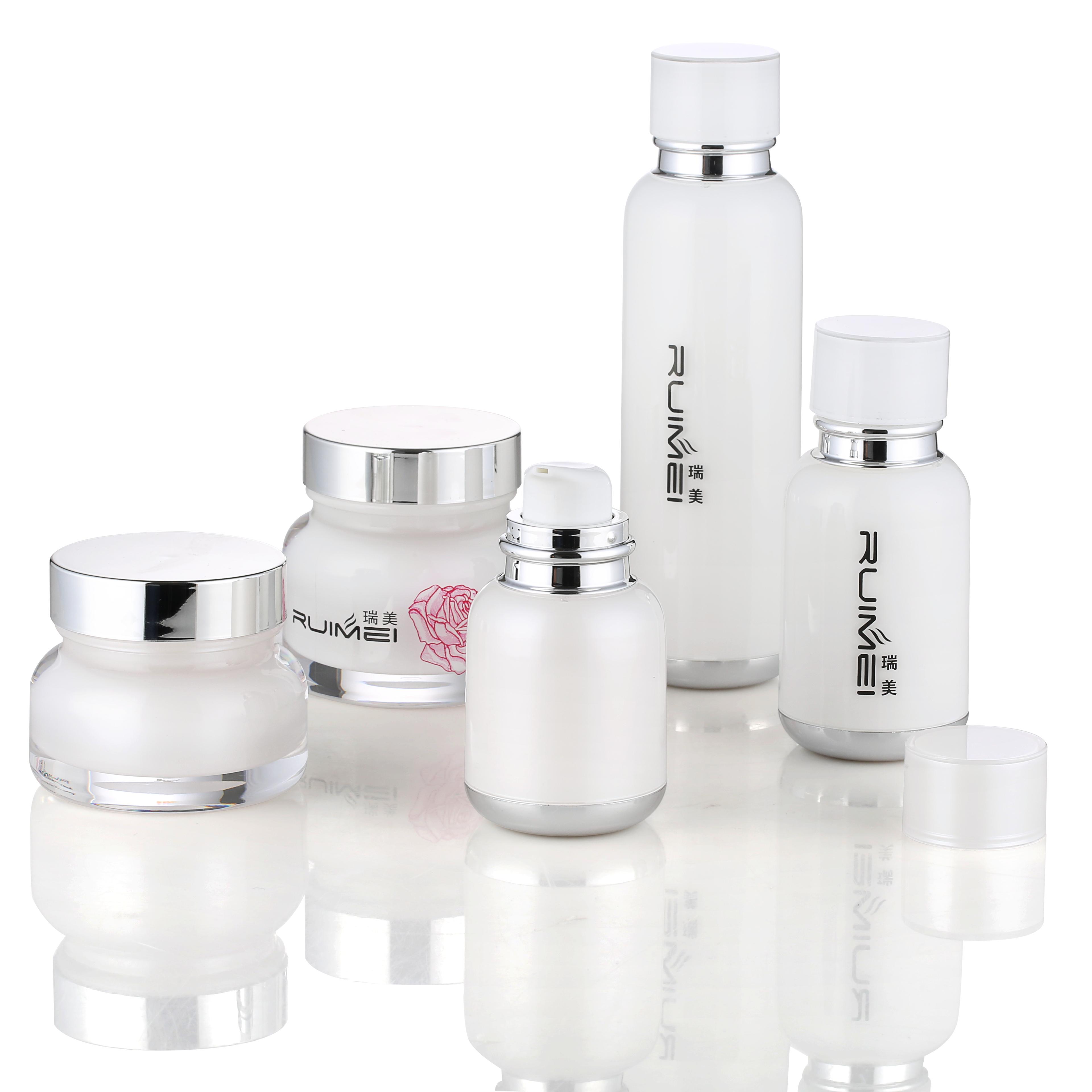 Hot sell white round double wall cosmetics acrylic jar luxury airless bottle