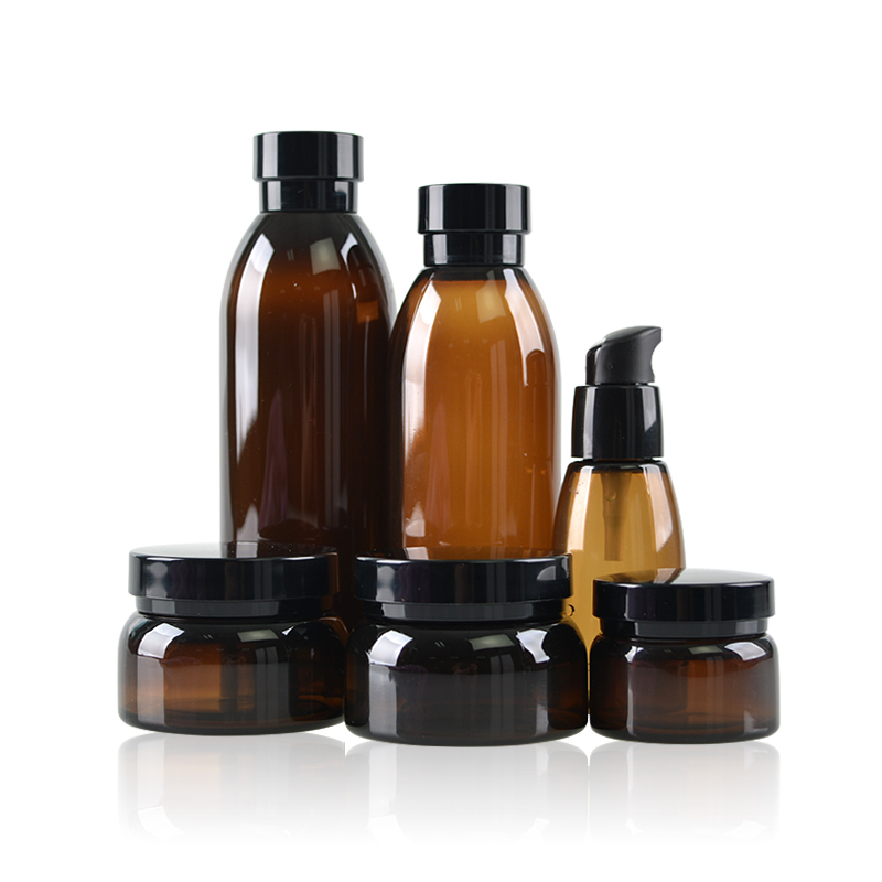 Hot seller amber plastic jars for skincare cream packaging