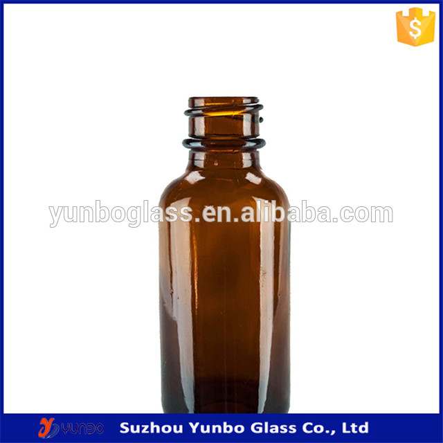 Hot-selling 1 oz 30ml amber boston round glass bottle with Black Glass Dropper