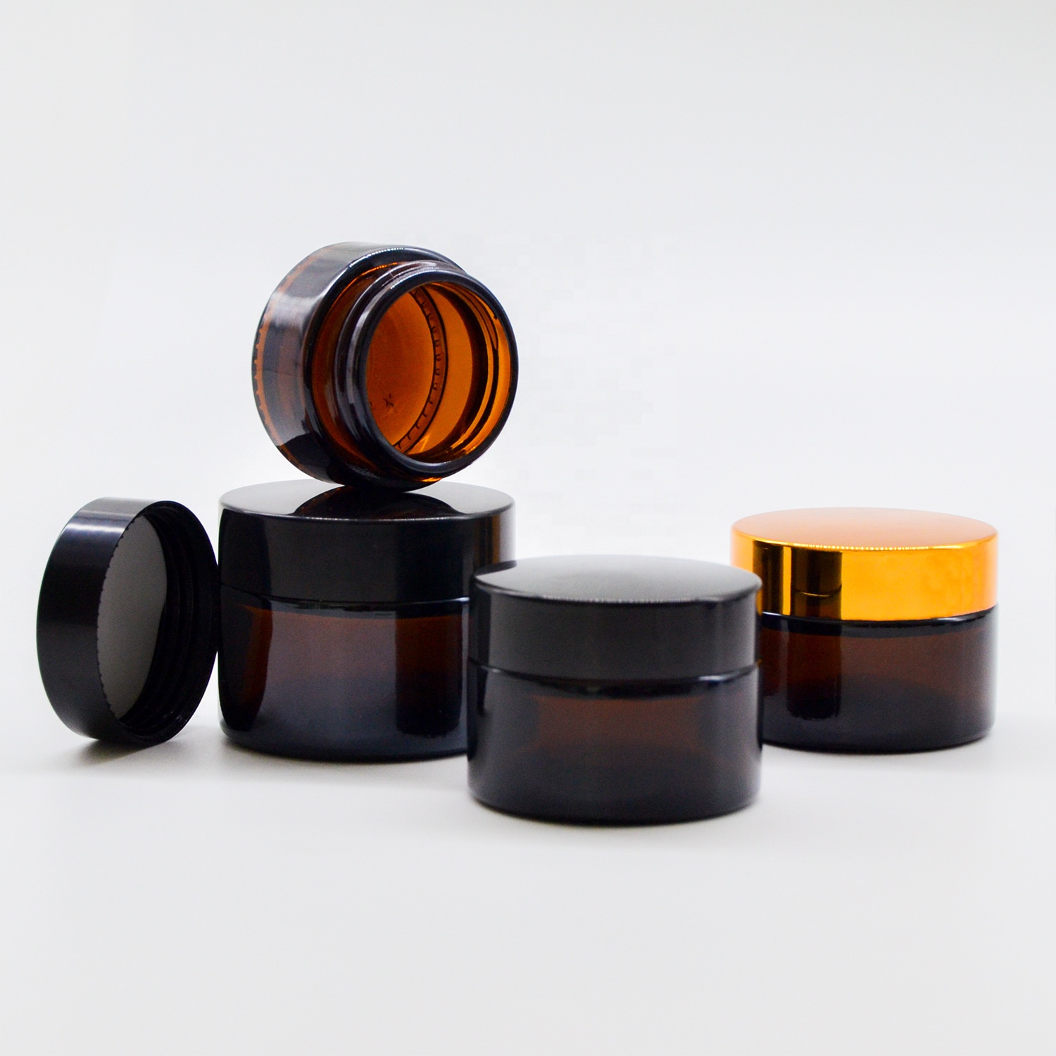 Hot selling 100 ml amber glass jars cosmetic lip balm packaging jar