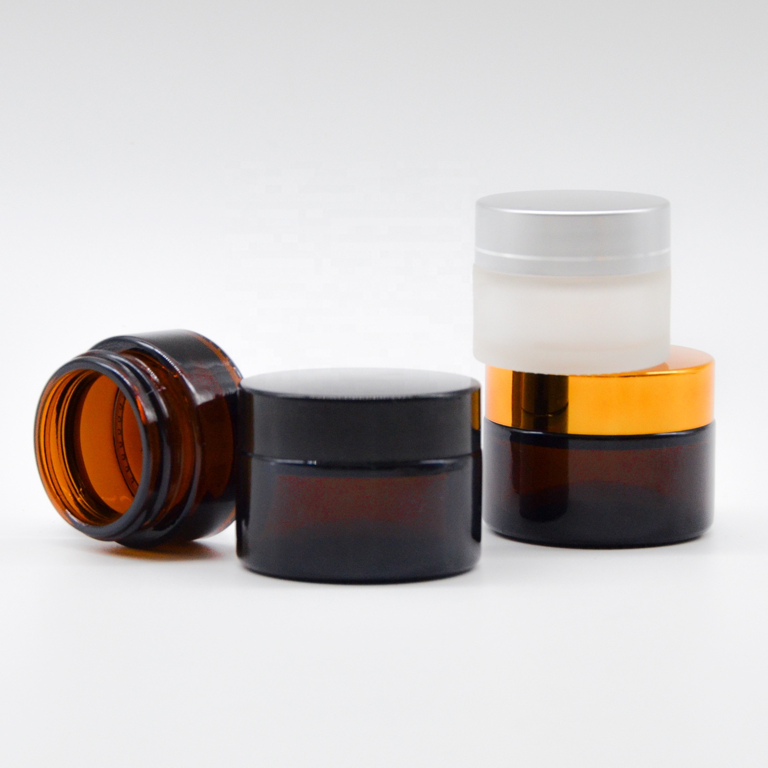 Hot selling 100 ml amber glass jars cosmetic lip balm packaging jar