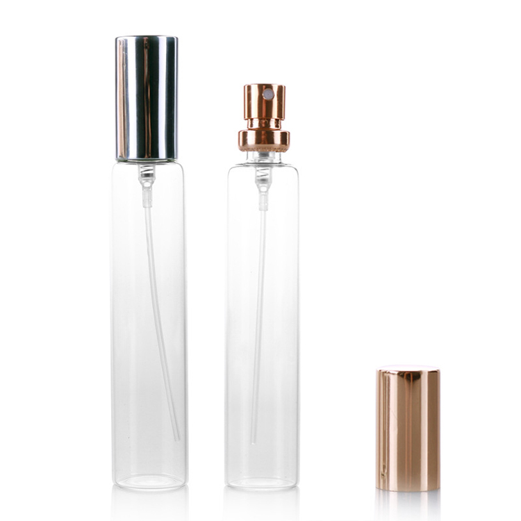 Hot selling 10ml 12ml 15ml classic travel cylindrical crimp neck perfume bottles china with sprayer pump