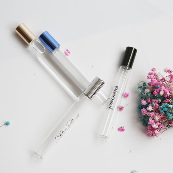 Hot selling 10ml glass tube, roll on glass perfume bottle with cap