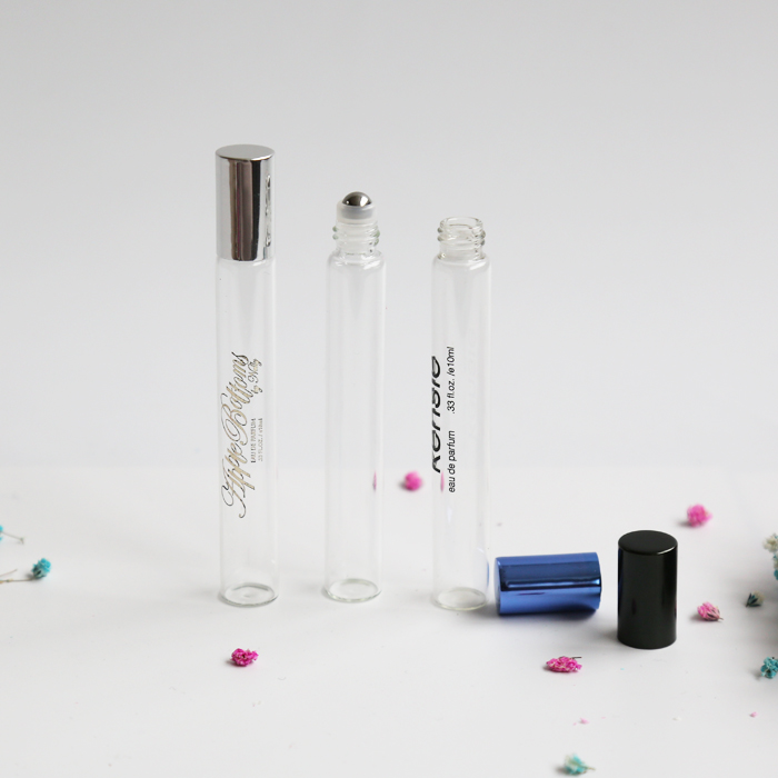 Hot selling 10ml glass tube, roll on glass perfume bottle with cap