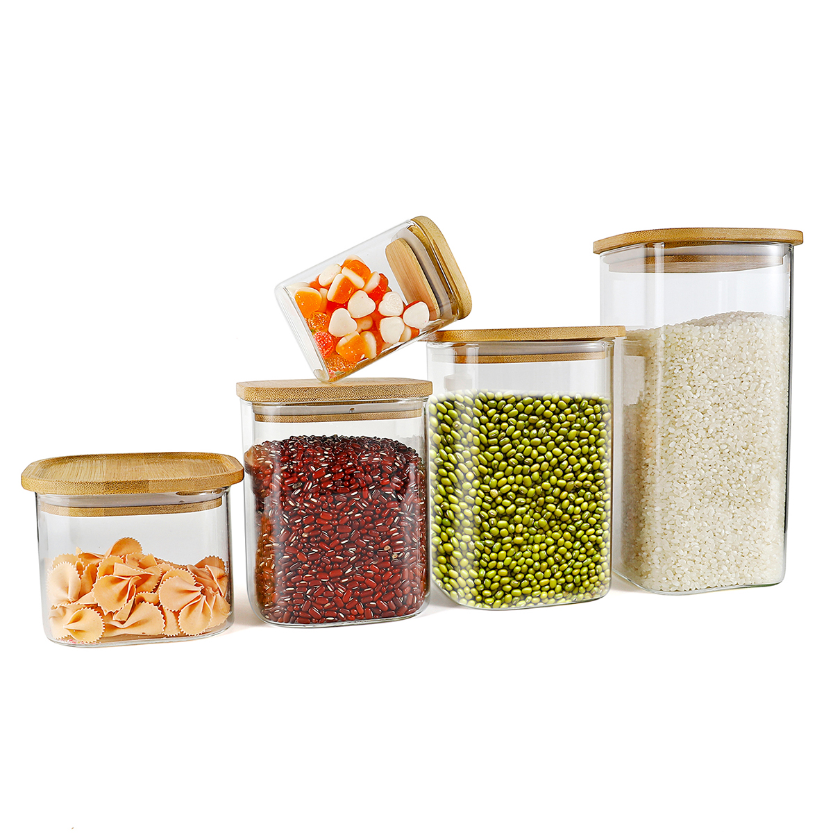 Hot selling 1500 ml square glass jar for noodle glass jars food container glass storage