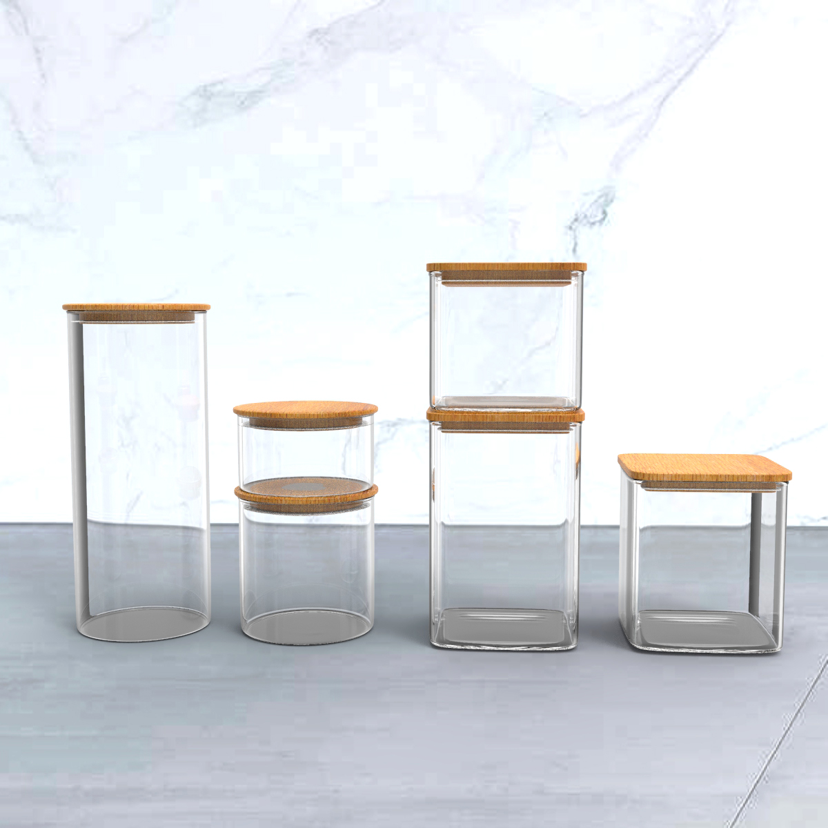 Hot selling 1500 ml square glass jar for noodle glass jars food container glass storage