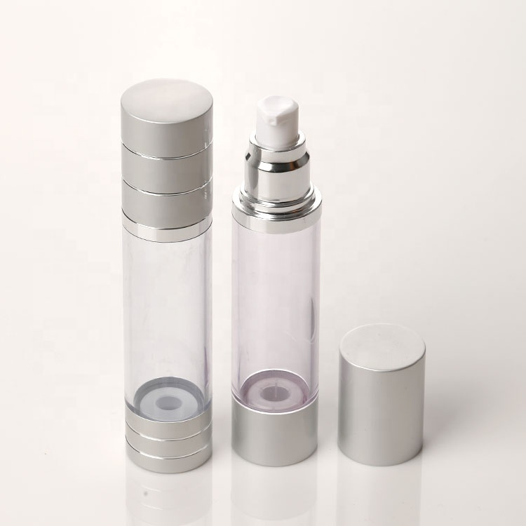 Hot selling 15ml 30ml 50ml 100ml gold silver cosmetic lotion airless pump bottle