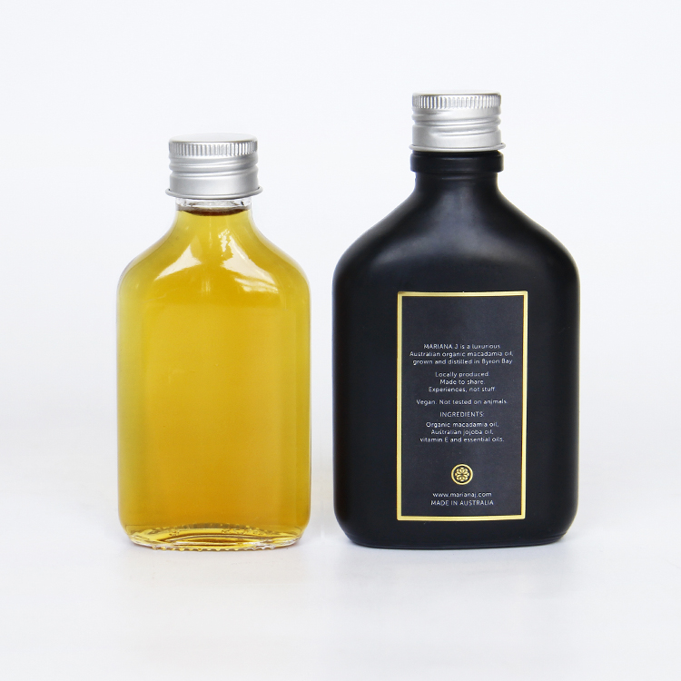 Hot selling 200ml glass hip flask bottle for cold brew coffee flat matte black glass bottle