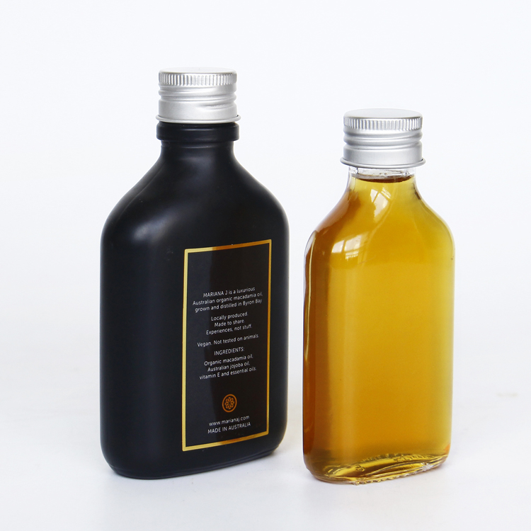 Hot selling 200ml glass hip flask bottle for cold brew coffee flat matte black glass bottle