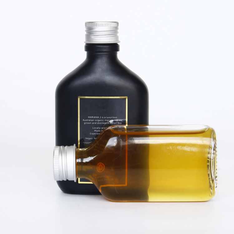 Hot selling 200ml glass hip flask bottle for cold brew coffee flat matte black glass bottle