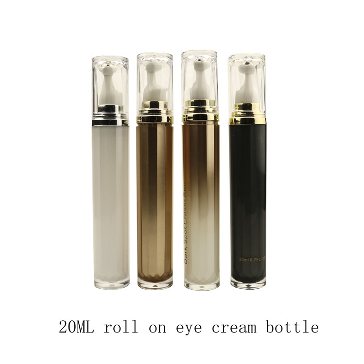 Hot selling 20g Acrylic eye serum unique roller bottle 20ml essential oil bottles with stainless steel roller ball