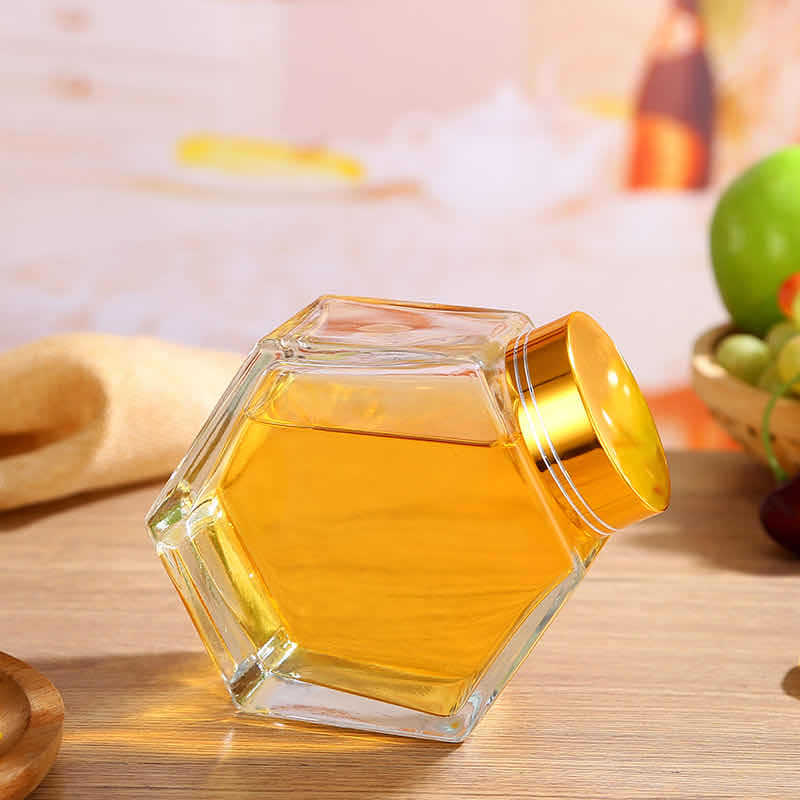Hot selling 220ml 380ml clear glass honey jar with bamboo lid