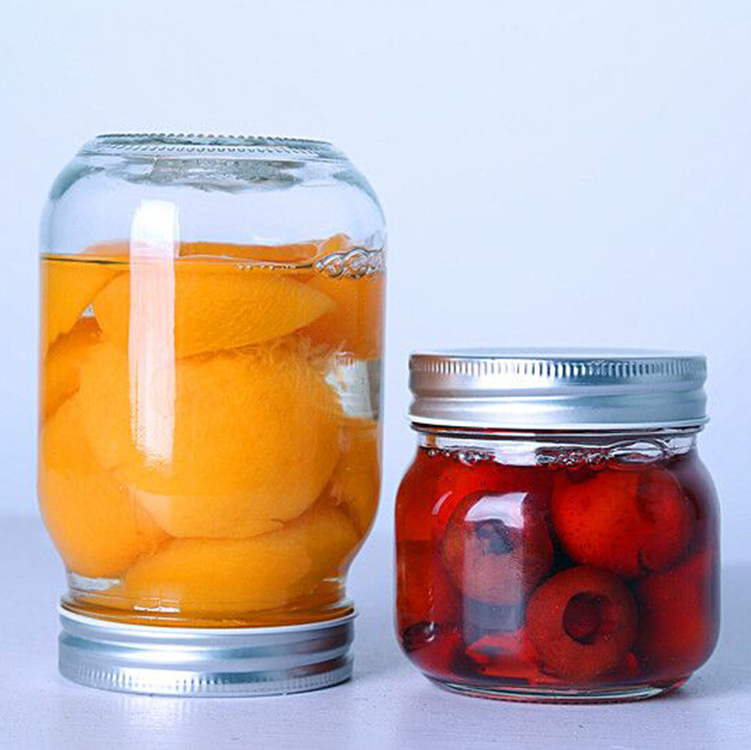 Hot selling 250ml 500ml fermenting frutta del prato glass mason jar for jam with metal lid