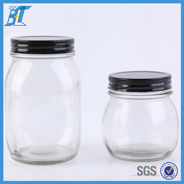 Hot selling 250ml 500ml fermenting frutta del prato glass mason jar for jam with metal lid