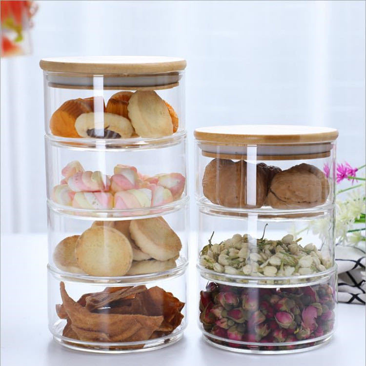 Hot selling 2oz 4oz 8oz Transparent Food Storage Container Clear Face Cream Cosmetic Coffee Beans Glass Jar With Wooden Lid