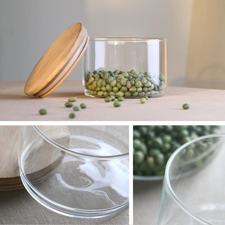 Hot selling 2oz 4oz 8oz Transparent Food Storage Container Clear Face Cream Cosmetic Coffee Beans Glass Jar With Wooden Lid