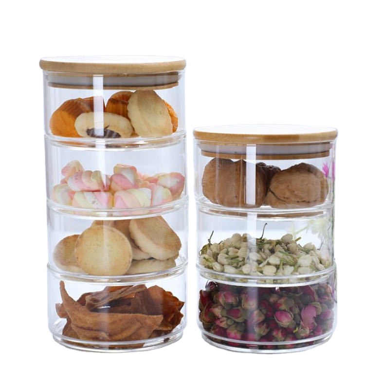 Hot selling 2oz 4oz 8oz Transparent Food Storage Container Clear Face Cream Cosmetic Coffee Beans Glass Jar With Wooden Lid