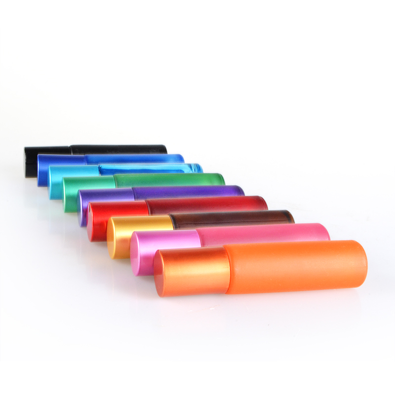 Hot selling 4ml 6ml 8ml 10ml 15ml customized colors essential oil glass roller bottle with aluminum cap