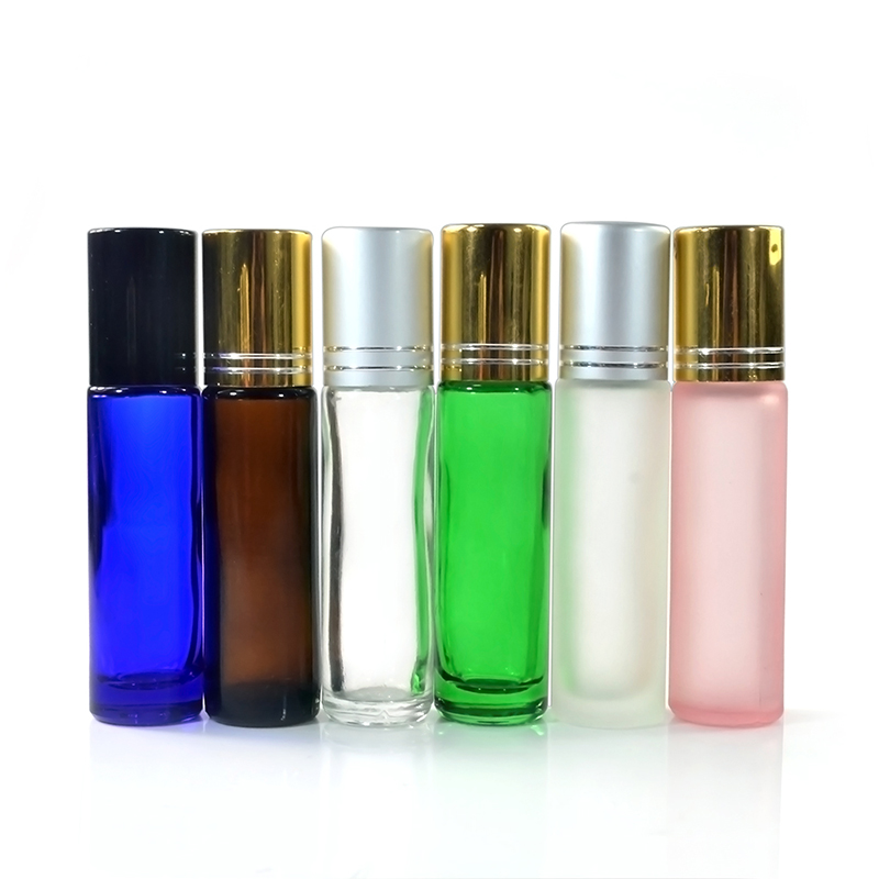 Hot selling 4ml 6ml 8ml 10ml 15ml customized colors essential oil glass roller bottle with aluminum cap
