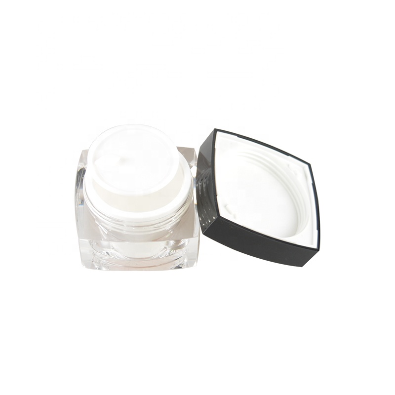 Hot selling 5g 10g 30g 50g Clear Matte Black Cosmetic Jars Square Shape with Black PP Cap