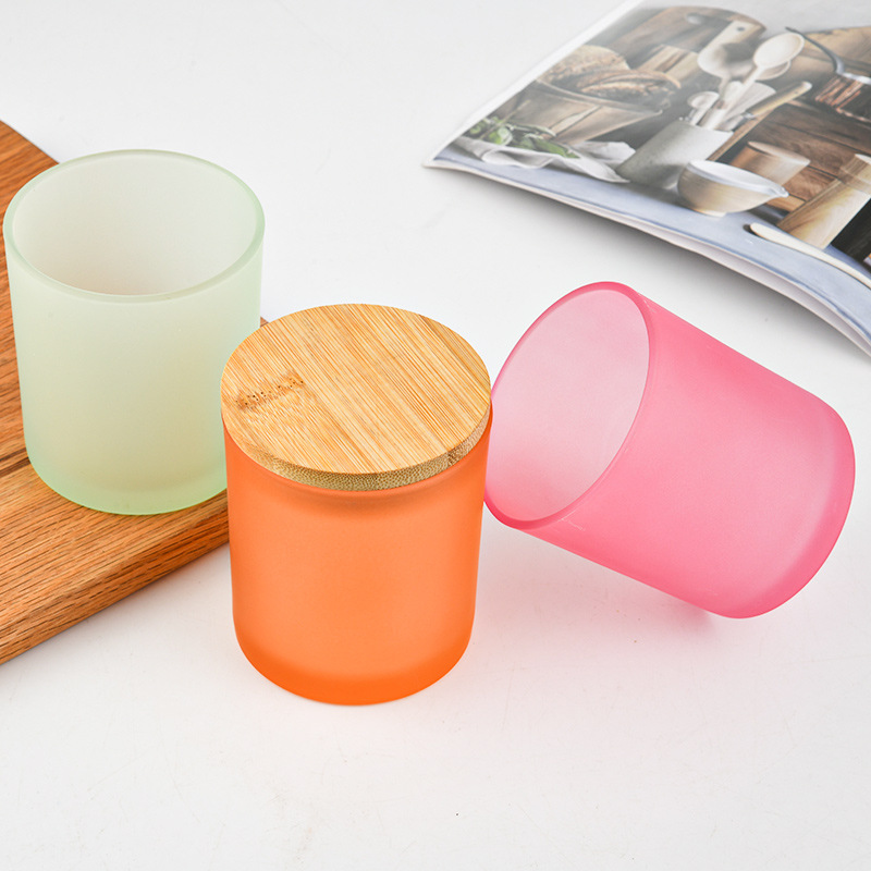 Hot selling 5oz 8oz frosted glass candle holder high quality matte custom glass candle jar