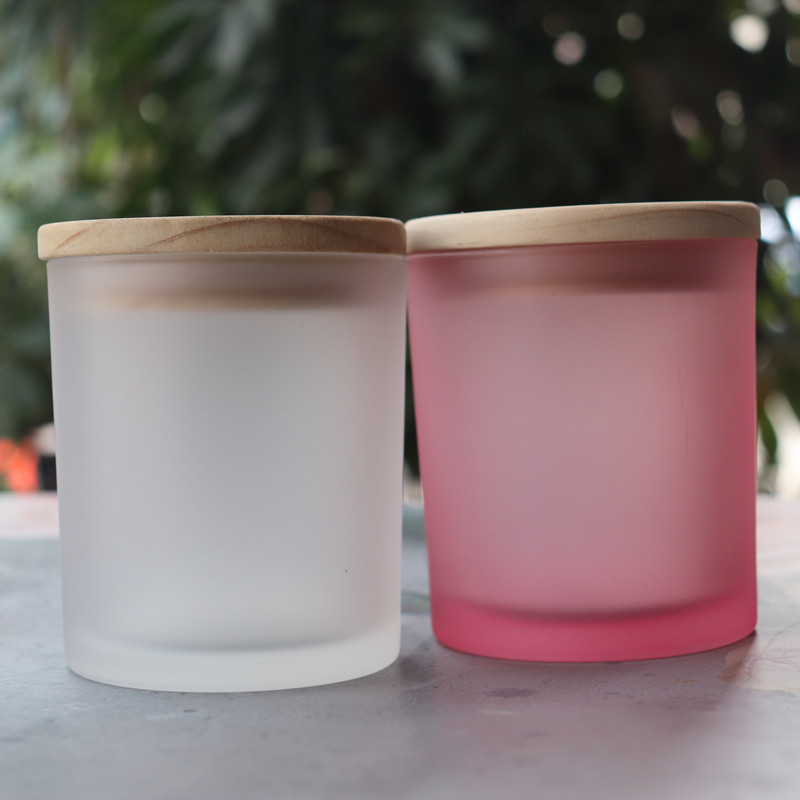 Hot selling 5oz 8oz frosted glass candle holder high quality matte custom glass candle jar