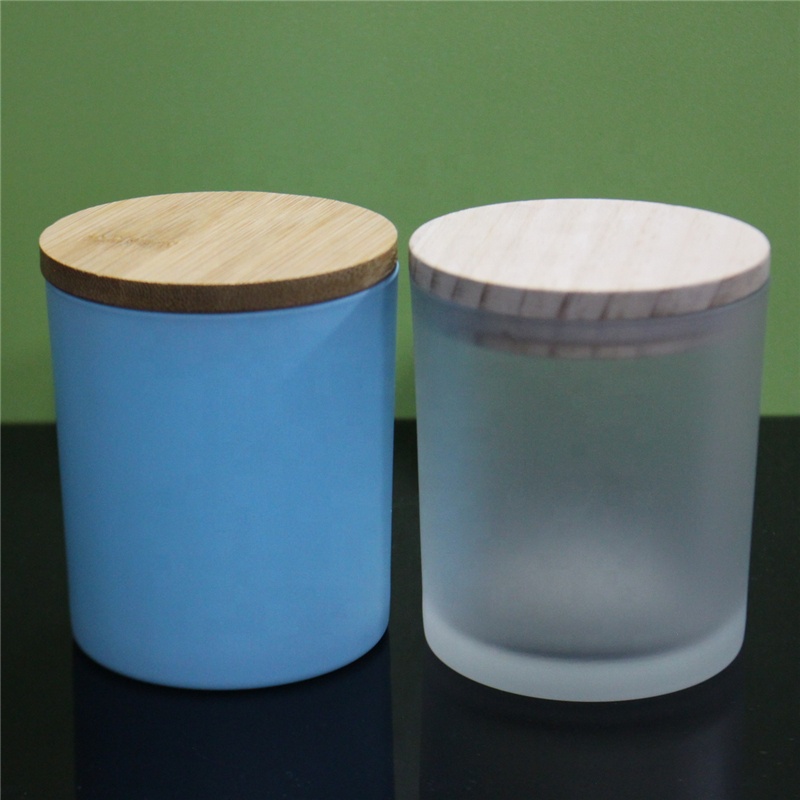 Hot selling 5oz 8oz frosted glass candle holder high quality matte custom glass candle jar