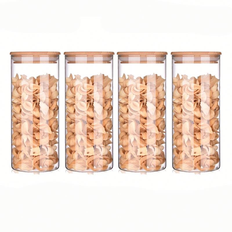 Hot selling 750ml glass jars airtight lid made of eco-friendly bamboo or wooden for home storage and organiCation GSJ-029C