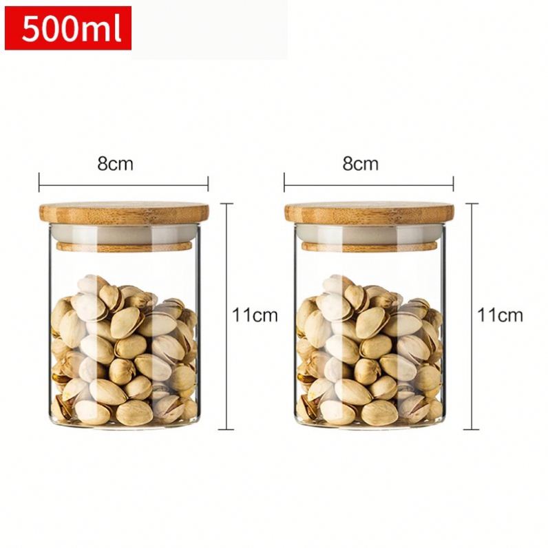 Hot selling 750ml glass jars airtight lid made of eco-friendly bamboo or wooden for home storage and organiCation GSJ-029C