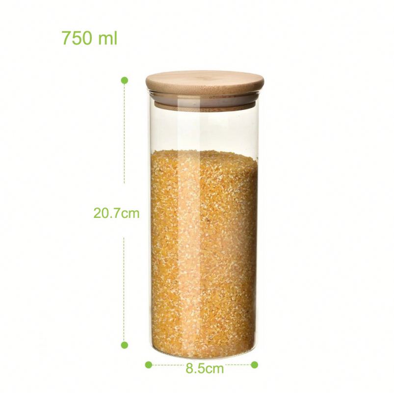 Hot selling 750ml glass jars airtight lid made of eco-friendly bamboo or wooden for home storage and organiCation GSJ-029C
