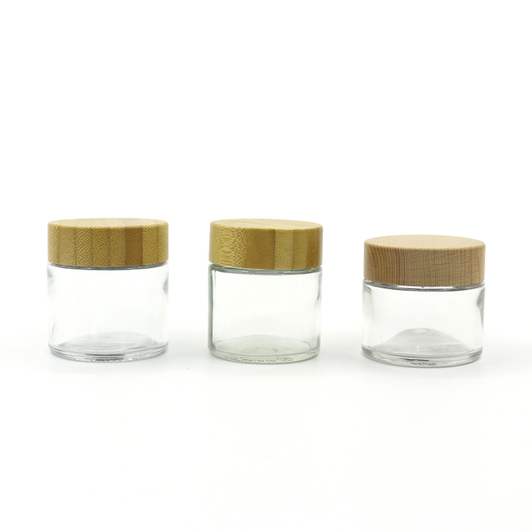 Hot selling 85ml 90ml 120ml bamboo wooden cream glass jar cosmetic glass bottle