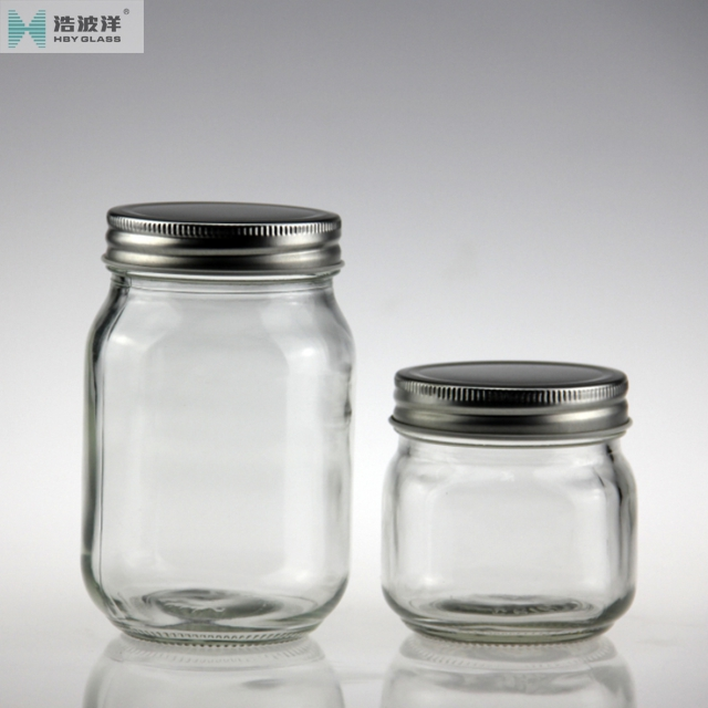 Hot selling 8oz 16oz 30oz mason honey glass jar with metal screw lid