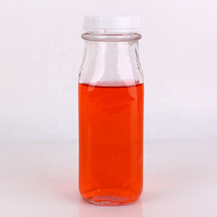 Hot selling 8oz 16oz 32oz Custom Private label Square glass bottle for beverage milk with cap