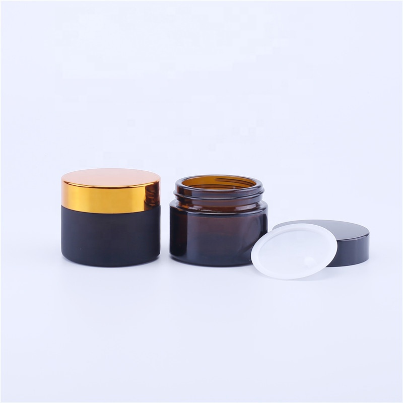 Hot selling Luxury Cream Jar 50g Frost Custom Amber Glass Jar For Face Care