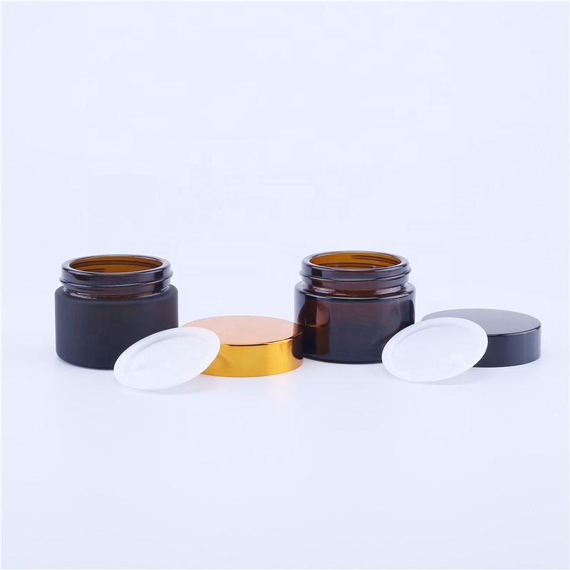 Hot selling Luxury Cream Jar 50g Frost Custom Amber Glass Jar For Face Care