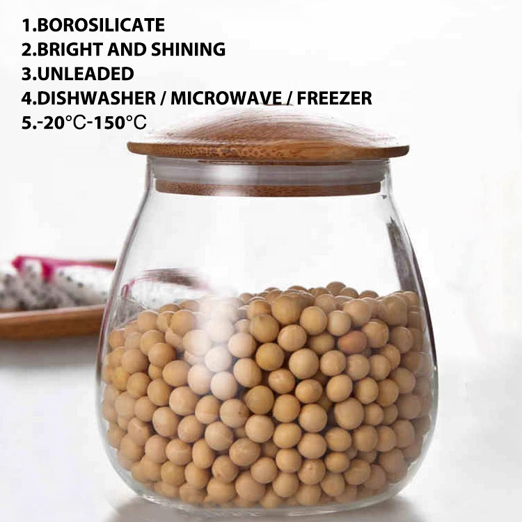 Hot selling Wholesale Kitchen Storage Container Bottle Large Unique Round Sealed High Borosilicate Glass Food Storage Jar