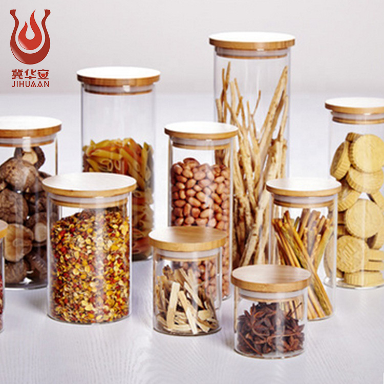 Hot selling Wholesale Kitchen Storage Container Bottle Large Unique Round Sealed High Borosilicate Glass Food Storage Jar