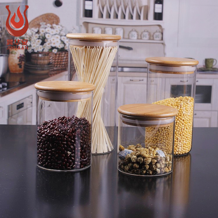 Hot selling Wholesale Kitchen Storage Container Bottle Large Unique Round Sealed High Borosilicate Glass Food Storage Jar